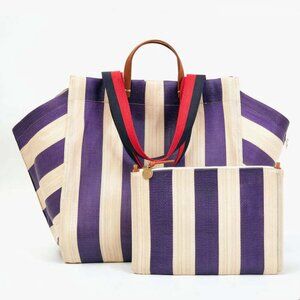 Clare V. Beach Tote with Flat Clutch: Grape / Shell